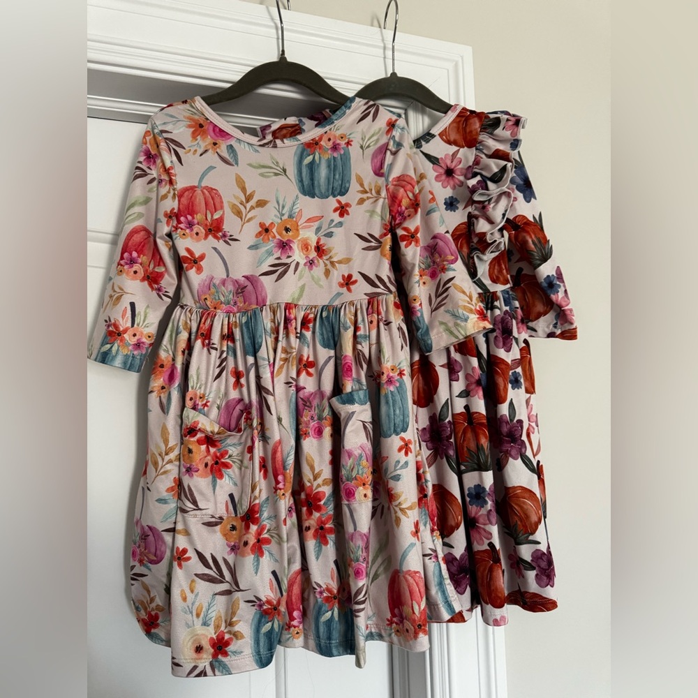 4T BUNDLE Mila & Rose Twirl Toddler Girl Fall Dresses - 2 dresses included
